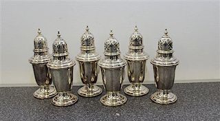 * A Set Six American Silver Casters, Gorham Height 4 1/2 inches.