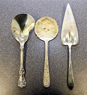 A Collection of Silver Serving Articles, Various makers, comprising a Tiffany & Co., English King pattern rice serving spoon,