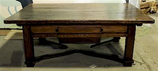 A Provincial Low Table Height 18 x width 47 1/2 x depth 34 inches.