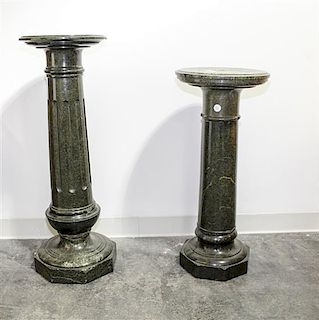 * Two Marble Pedestals. Height of tallest 38 inches.
