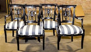 A Set of Four Directoire Style Armchairs Height 35 inches.