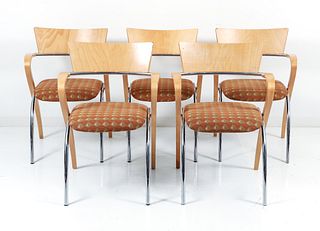 Set of 5 Krug Beech and Chrome Can-Can Chairs 2001