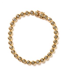 Diamond and Gold Bezel Tennis Bracelet