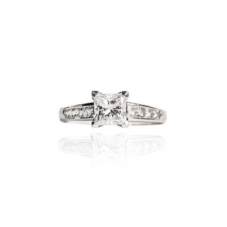 GIA Certified 0.90 ct Princess Cut Diamond Ring