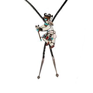 Vintage Zuni Horse Dancing Figure Bolo Tie