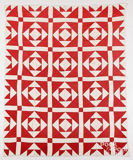 Red and white diamond in a square variant quilt