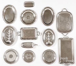 Large group of silverplate serving trays