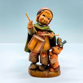 Anri Italy Wood Carved Figurine, Drummer Boy