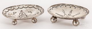 Pair of Navajo style silver bowls
