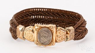 Victorian 10K gold hairwork bracelet