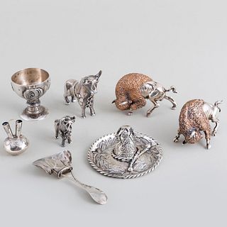 Group of Eight Miniature Silver Figures