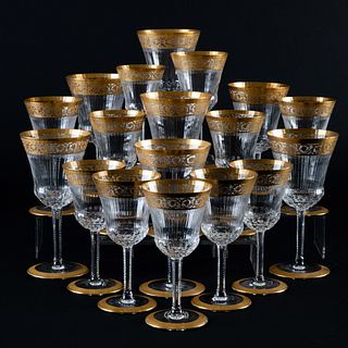 St. Louis Gilt Decorated Part Stemware Service in the 'Thistle Gold' Pattern