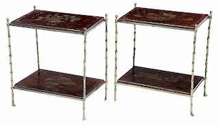 Good Pair Two-Tier Brass Tables Set