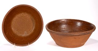 MID-ATLANTIC EARTHENWARE / REDWARE BOWLS, LOT OF TWO
