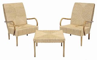 Pair Modern Bentwood Faux-Painted Open
