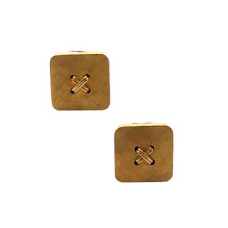14k Gold Button Clip Earrings