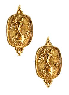 SeidenGang Roman Revival Classic Drop Earrings In 18K Gold