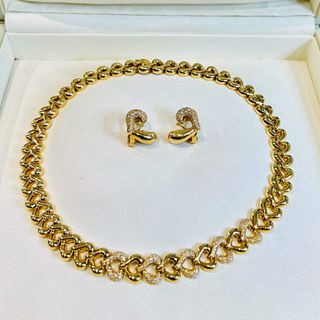 Van Cleef & Arpels French 18K Yellow Gold Necklace & Earring Set
