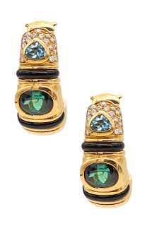 Marina B. Milan Earrings In 18K Gold With 8.23 Cts In Diamonds And Gemstones