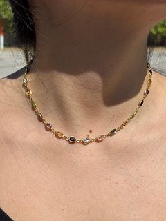 Mulitoclor Semi precious stones 18k Gold Necklace