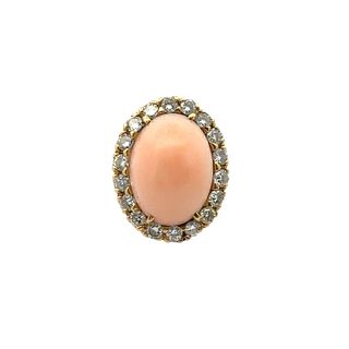 1.50 CTs Diamonds & Coral 18k Gold Ring