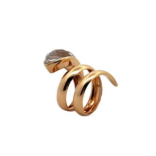 Roberto Coin 18k Gold snake Ring with Rock crystal