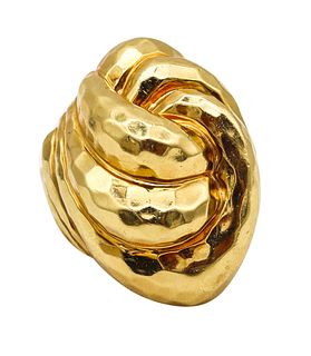 Henry Dunay New York Knots Cocktail Ring In Faceted 18Kt Yellow Gold