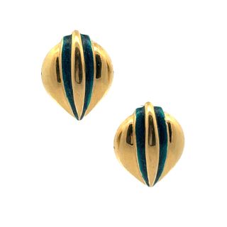 Retro 18k gold Earrings with enamel