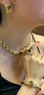 Tourmalines & Diamonds 18k Gold Earrings