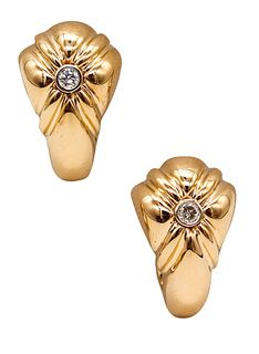 Chaumet Paris 1970 Diamonds Modernist Hoops Earrings In 18k Gold