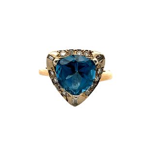 Blue Topaz & Diamonds 14k Gold Ring