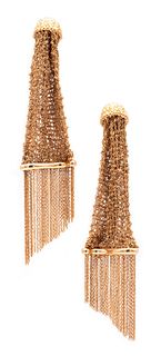 Boucheron Paris Delilah Dangle Drop Fringes Earrings In 18K Gold