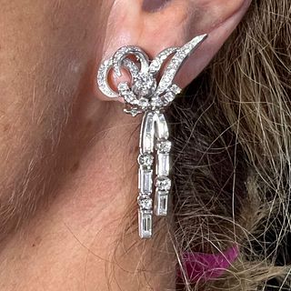 Art Deco Platinum 2.80 Ct. Diamond Earrings