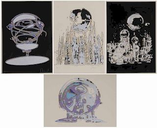 Four Signed Shouit Colored Lithographs