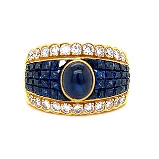 DENOIRE 18K Yellow Gold Sapphire & Diamond Ring