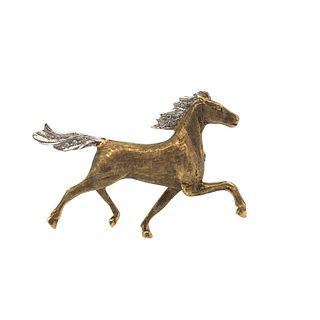 Italian 18k Gold Horse Brooch with Diamonds