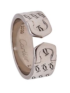 Cartier Paris 2000 Millennial Double C Ring In Solid 18Kt White Gold