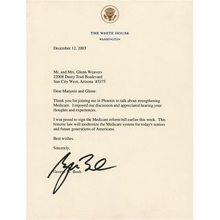George W. Bush Typed Letter Signed as President on Medicare Reform