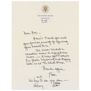 Bill, Hillary, and Chelsea Clinton Rare Multi-Signed Autograph Letter Signed as First Family - Sent to Robert S. McNamara