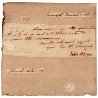 John Adams Letter Signed "with my blind eyes, and palsied hands"