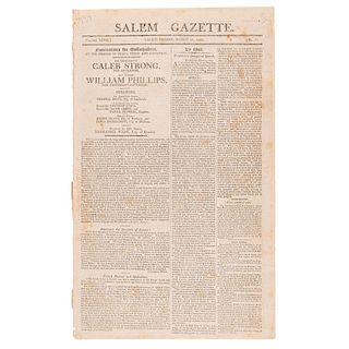 James Madison Inauguration Newspaper: Salem Gazette (March 12, 1813)