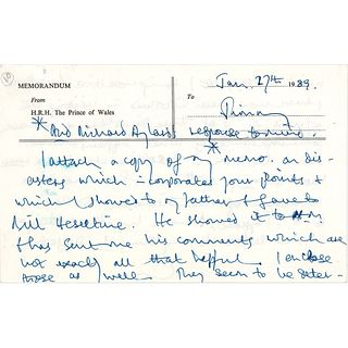 King Charles III Autograph Letter Signed to Jimmy Savile on the Royal Family&#39;s Response to Disasters