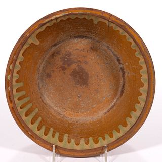 HAGERSTOWN, MARYLAND ATTRIBUTED DECORATED EARTHENWARE / REDWARE BOWL