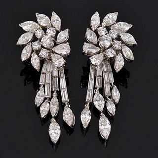 Platinum & Diamond Drop-Style Estate Earrings with Detachable Drop