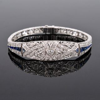 Platinum, Sapphire & Diamond Estate Bracelet