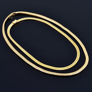 2 14K Gold Estate Necklace Chains, Snake & Herringbone