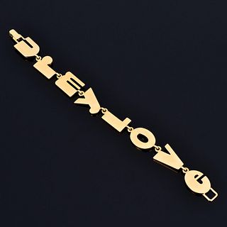 14K Gold Block Letter Love Bracelet, Louis Tamis Style