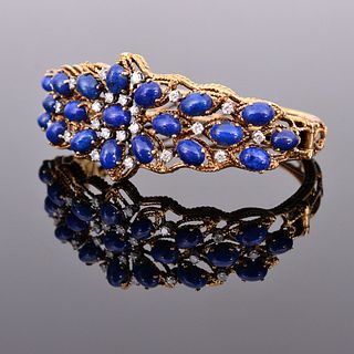 14K Gold, Lapis Lazuli & Diamond Estate Bracelet