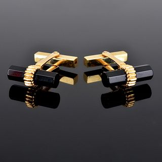 Tiffany & Co. 14K Gold & Onyx Cufflinks