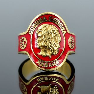 Cartier 18K Gold & Enamel Cigar Ring